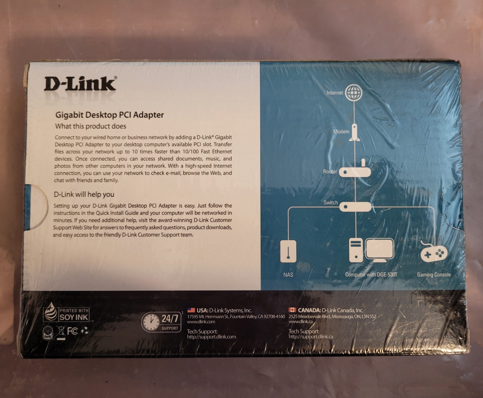 D-Link Gigabit Desktop PCI Adapter DGE-530T 10/100/1000 – NEW