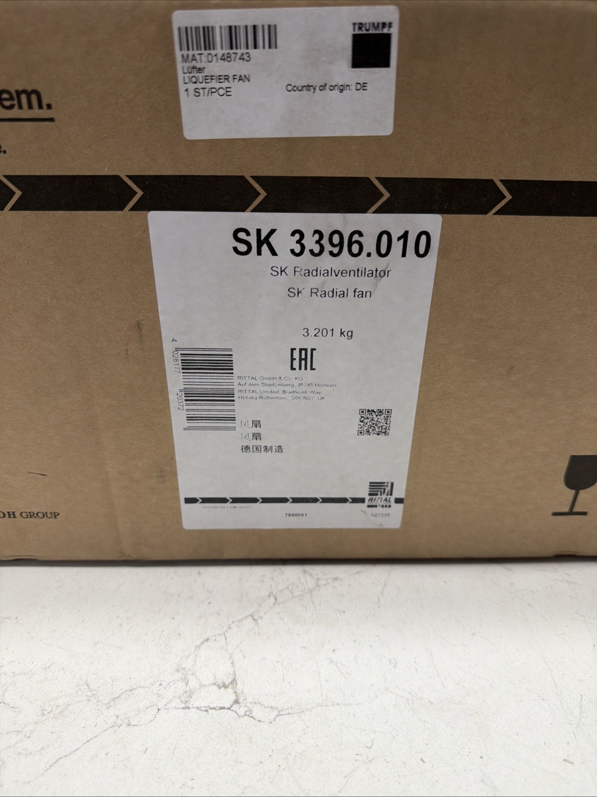 R2E225-AT52-19 AC Centrifugal Fan 230V 0.47/0.69A 105/155W Ebmpapst Fan Rittal