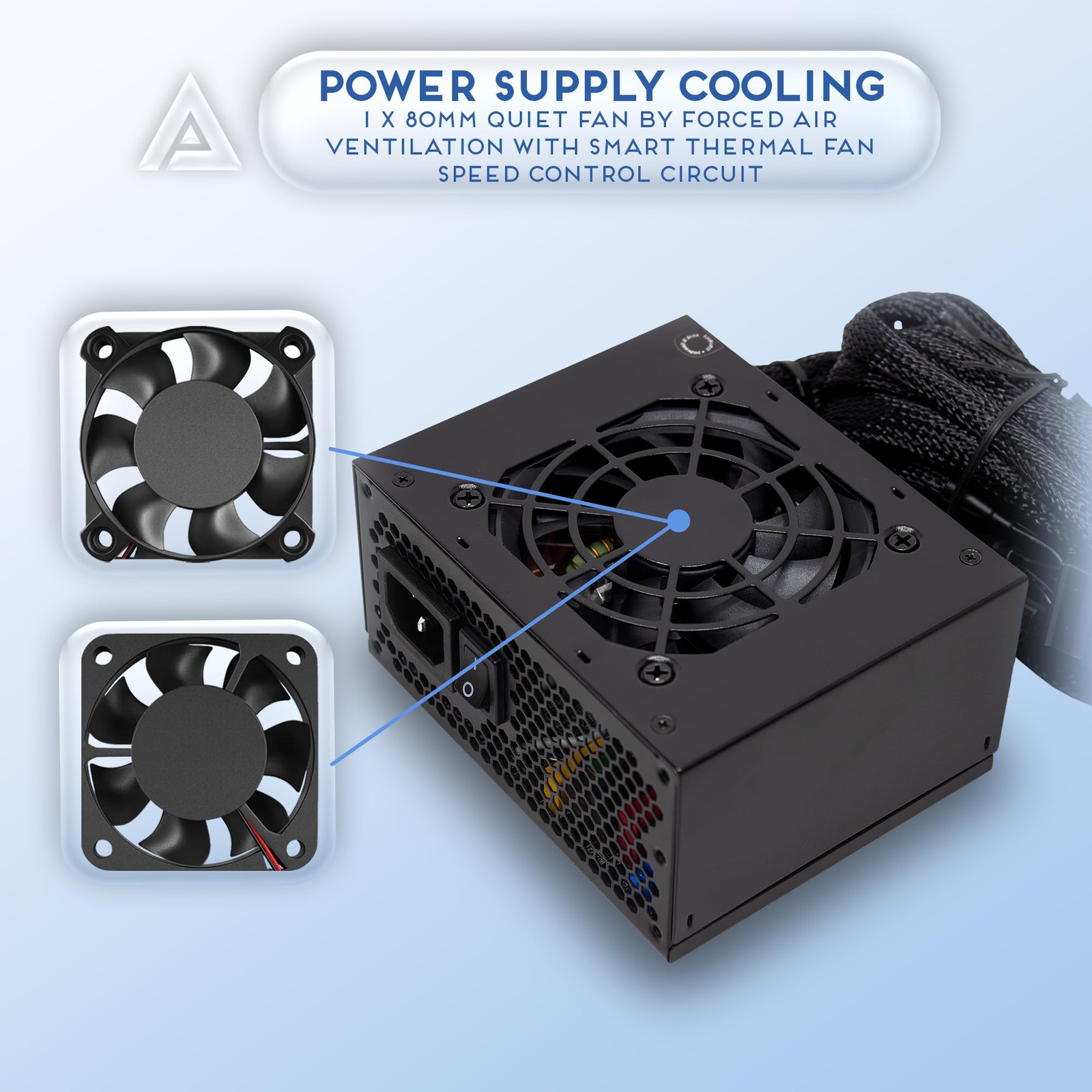 SFX-PFC600W SFX PFC 600W / Micro-ATX, Fixed Cables, Full Range Active PFC 90-…