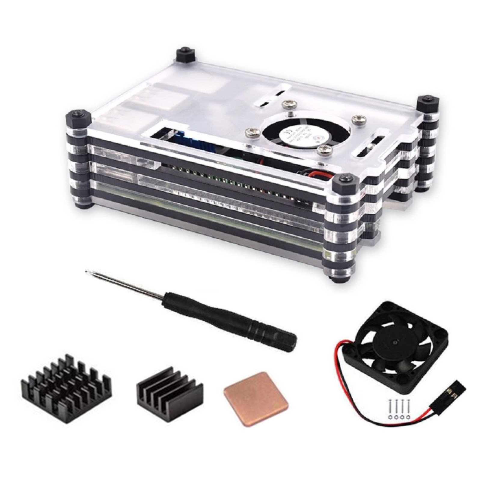 9 Layers Acrylic Transparent Case With Cooling Fan For Raspberry Pi 3B+/3B E