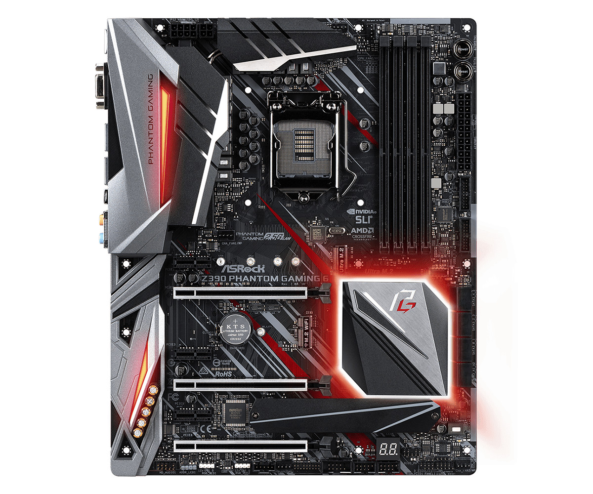ASRock Z390 Phantom Gaming 6 Motherboard Intel Z390 LGA 1151 DDR4 M.2 ATX CORE