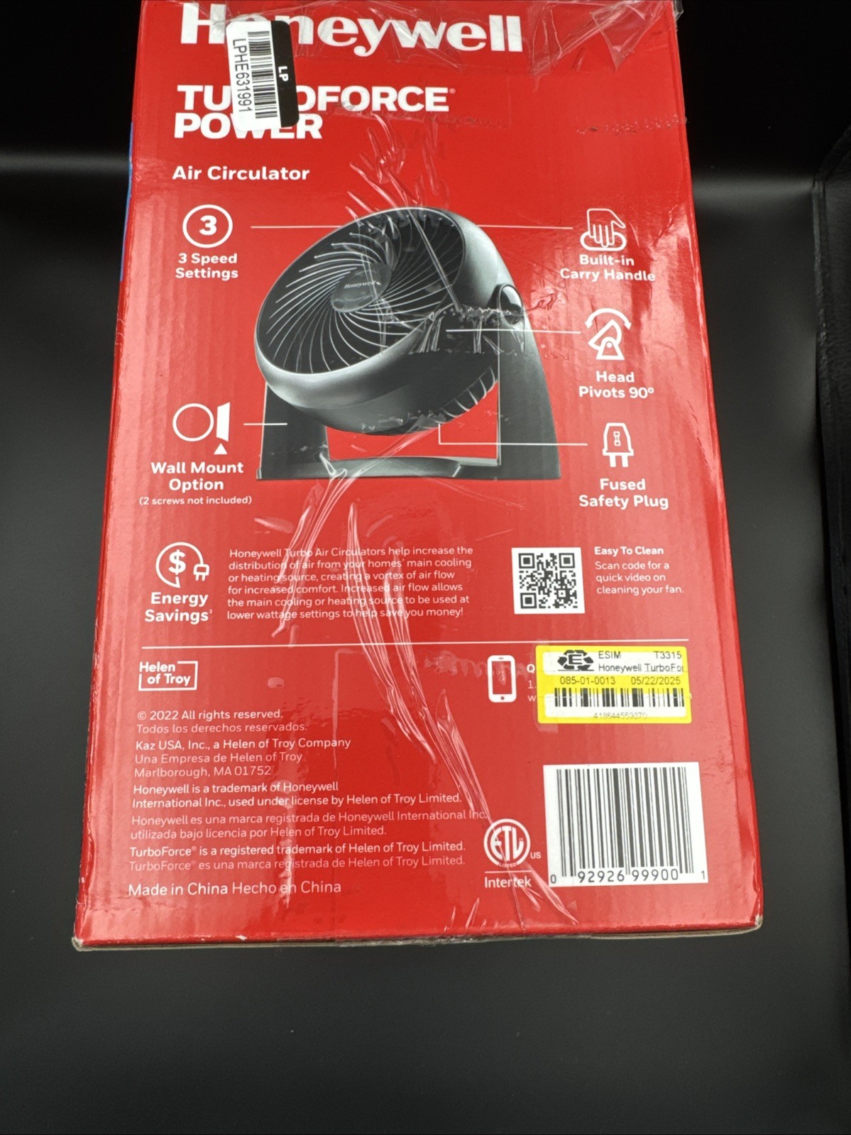 Honeywell – HT-904 – TurboForce Tabletop Air Circulator Fan – Black