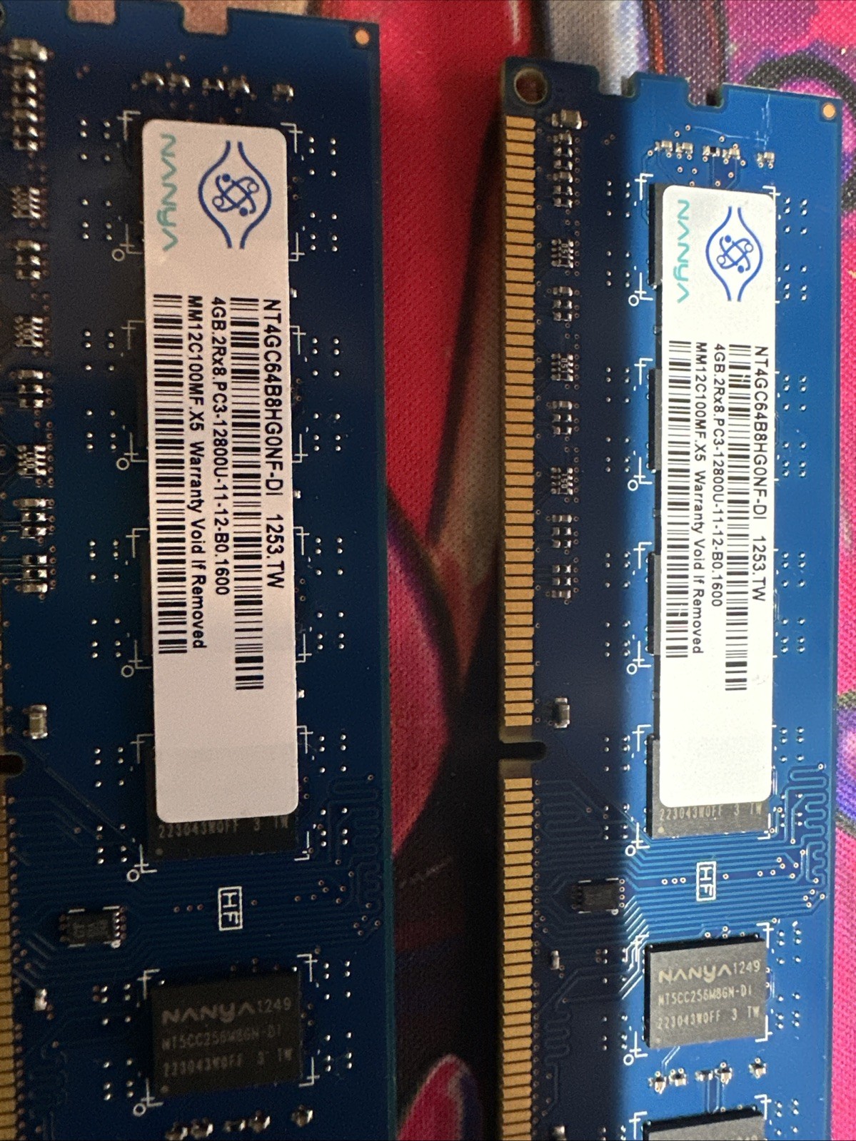 Lot of 2 Nanya 4GB 2Rx8 PC3-10600 DDR3 Desktop Memory RAM NT4GC64B8HG0NF-CG 8GB
