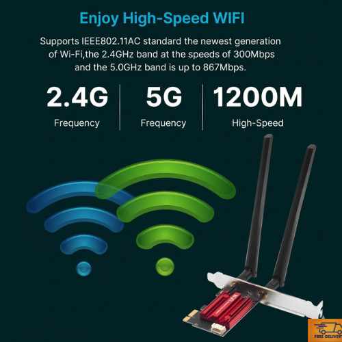 FENVI WiFi 5 PCI-E Wireless Adapter AC1200 Network Card Dual Band 2.4G/5GHz 802