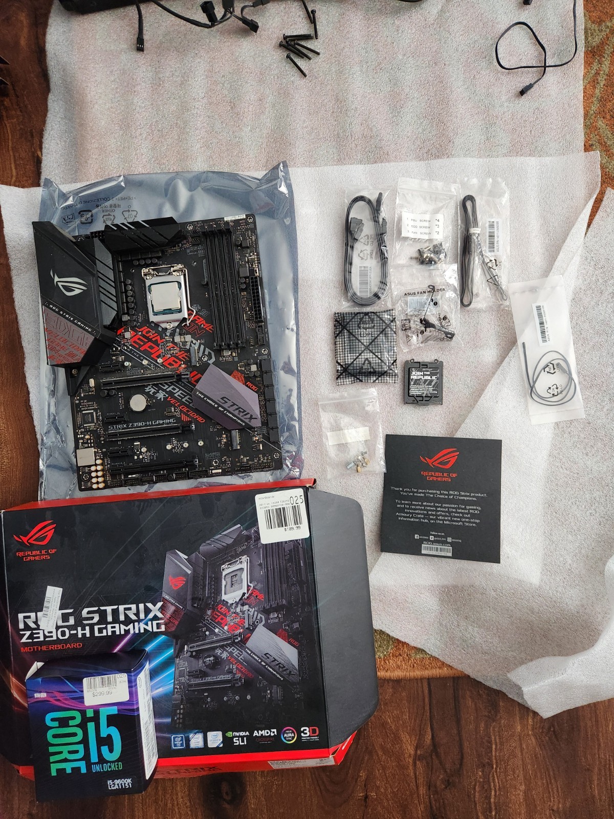 ASUS ROG Strix Z390-H Gaming Motherboard & Intel Core i5-9600K 3.7GHz Combo