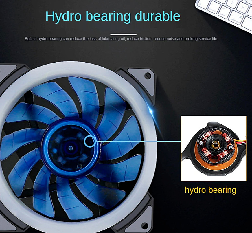 2-5PCS Cooling Fan Computer Case PC Silent 120mm 12V RGB Double Sided LED Halo