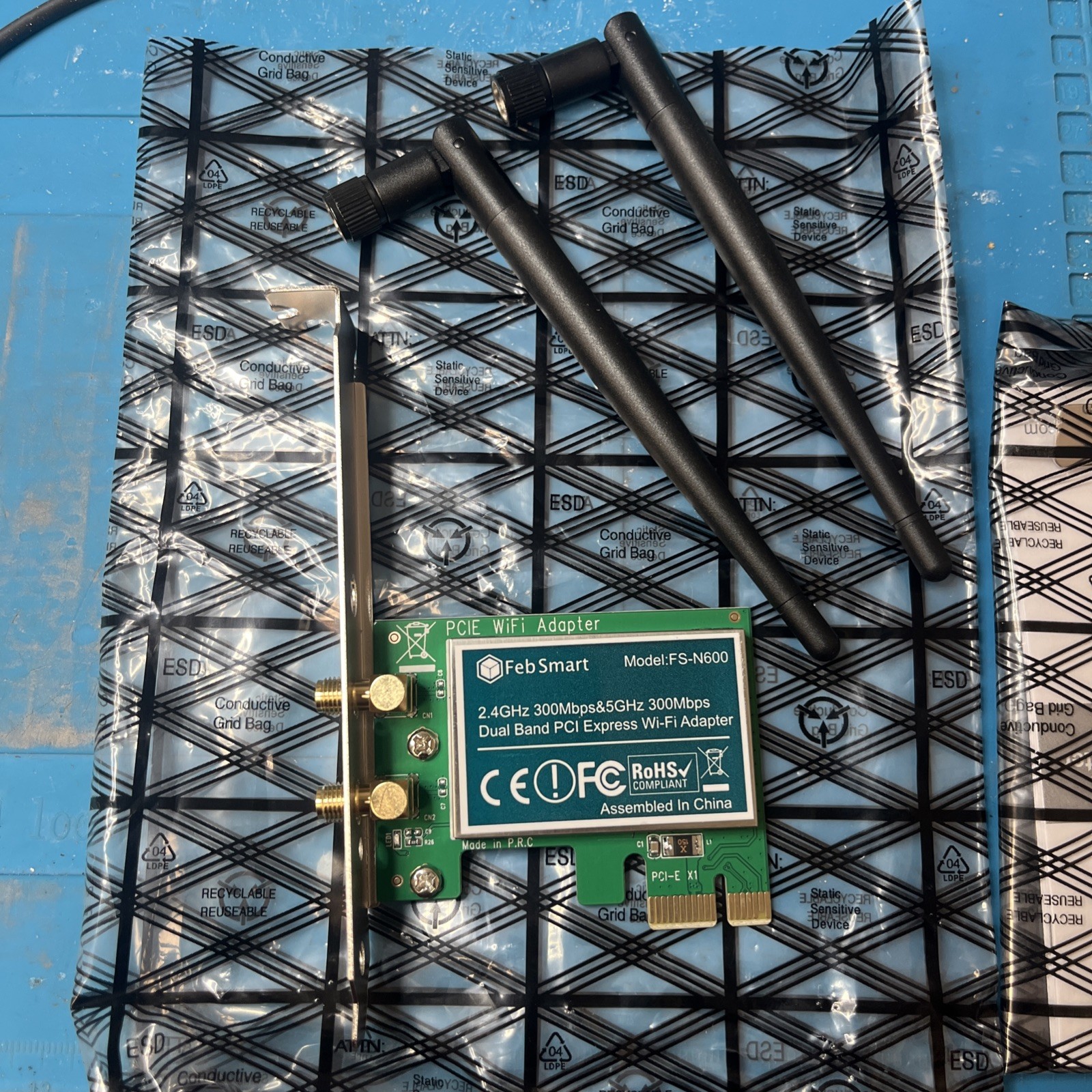 FebSmart PCIe X1 Wi-Fi Bluetooth Adapter Model FS-N600BT; 5GHz Speeds 300MBs