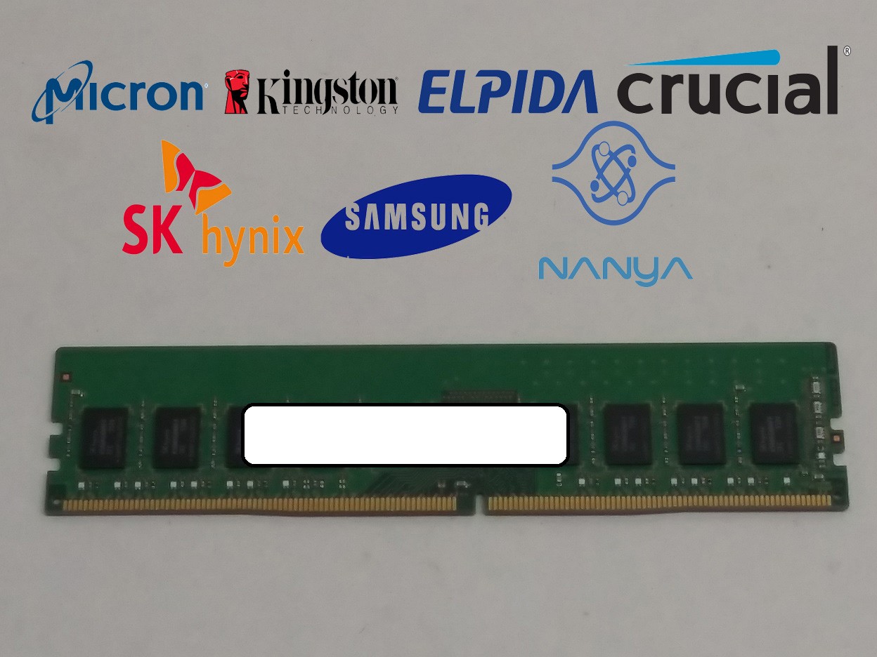 Lot of 2 Major Brand 4 GB PC4-17000 (DDR4-2133) 1Rx8 DDR4 Desktop Memory