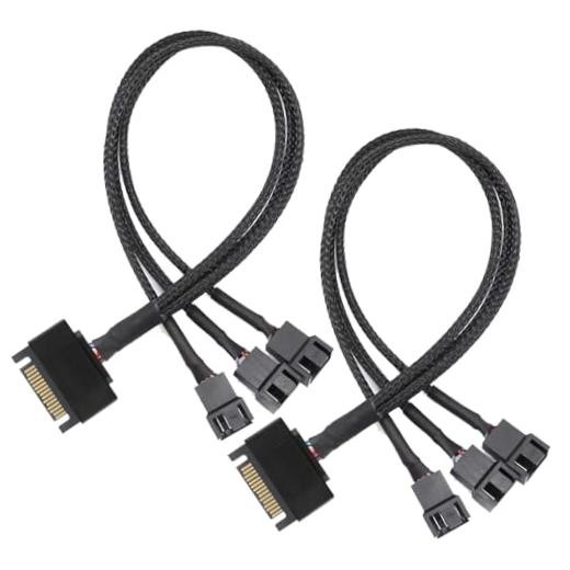 Gebildet 2pcs SATA to 3 Way 3 Pin / 4 Pin PMW 12V PC Case Fan Power SATA 1 to 3