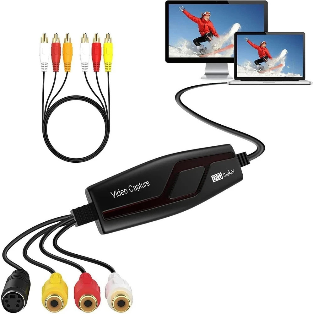 VHS to Digital Converter, RCA to USB Video Capture for Mac & Windows – HD 720p