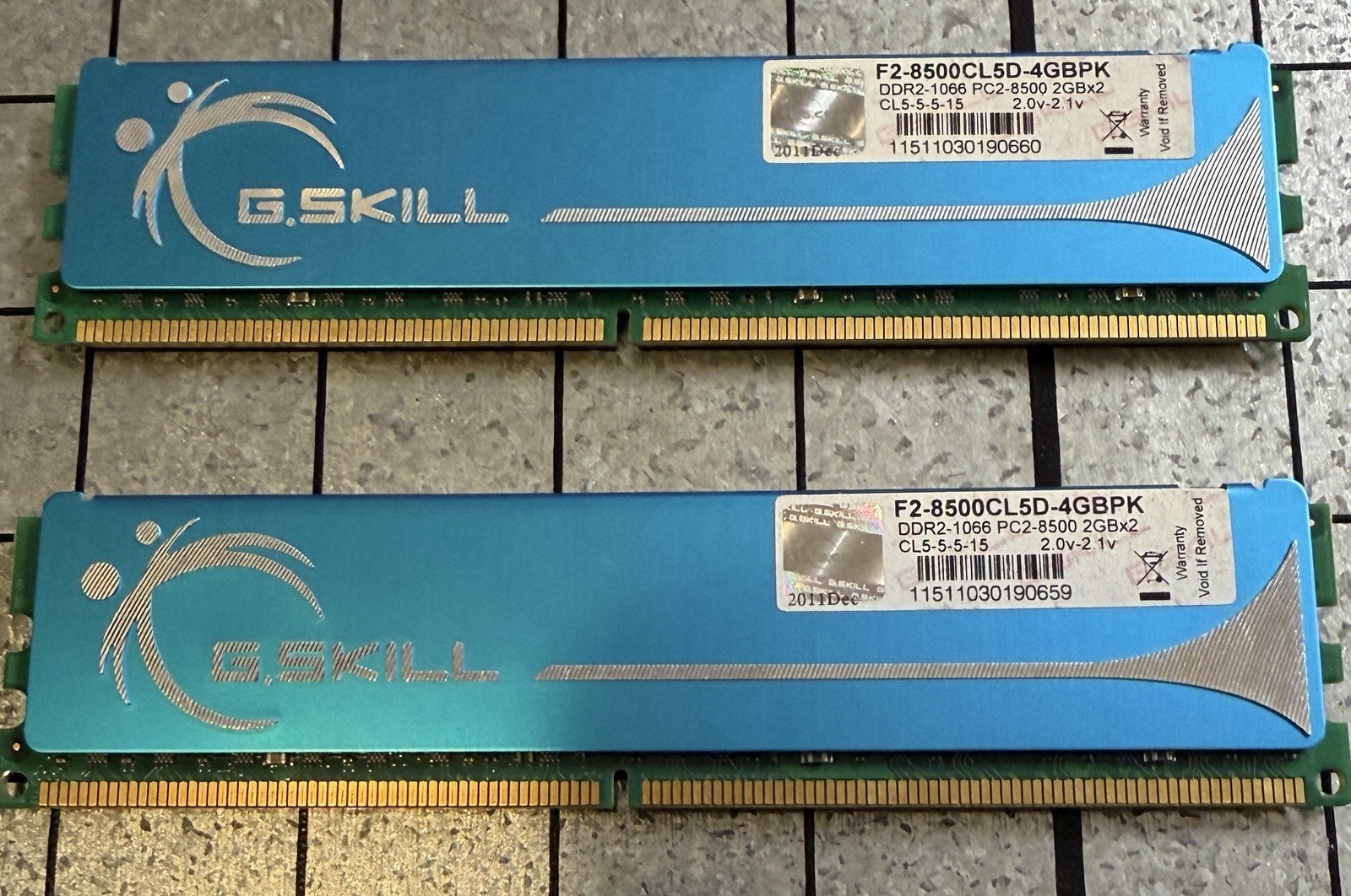 Lot of 2 – G.Skill 2GB PK DDR2-1066 PC2-8500 RAM