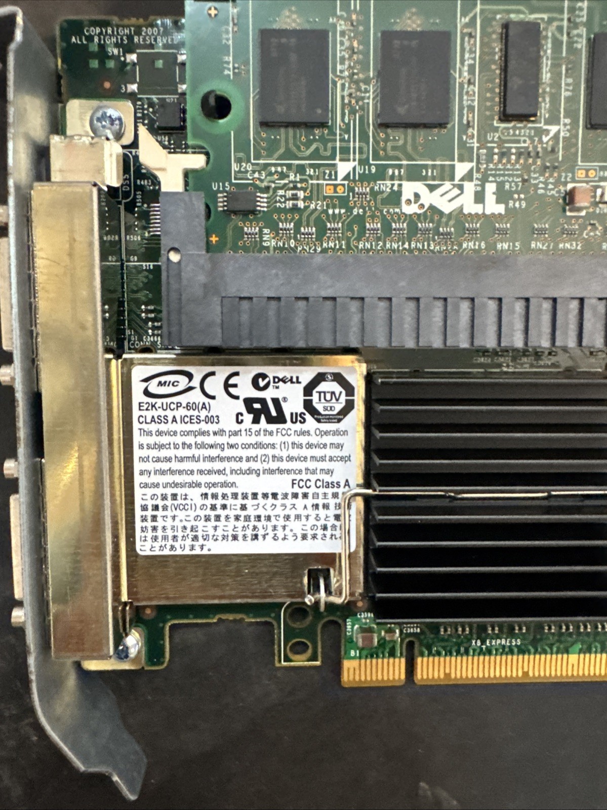 DELL PERC 6/E 3Gb/s PCI-E x8 SAS RAID Controll