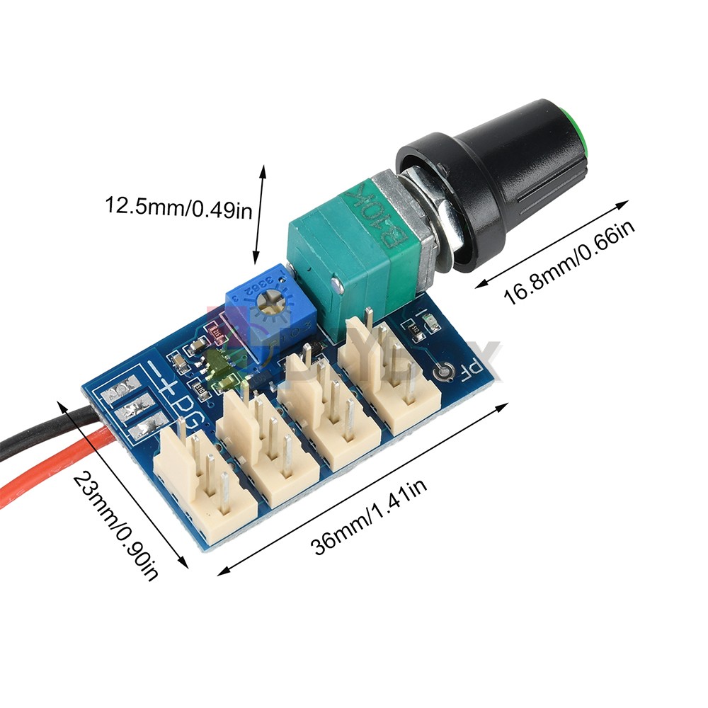 4-Channel DC 12V 3A 4-Wire PWM Fan Controller Manual Knob Adjustment with Switch