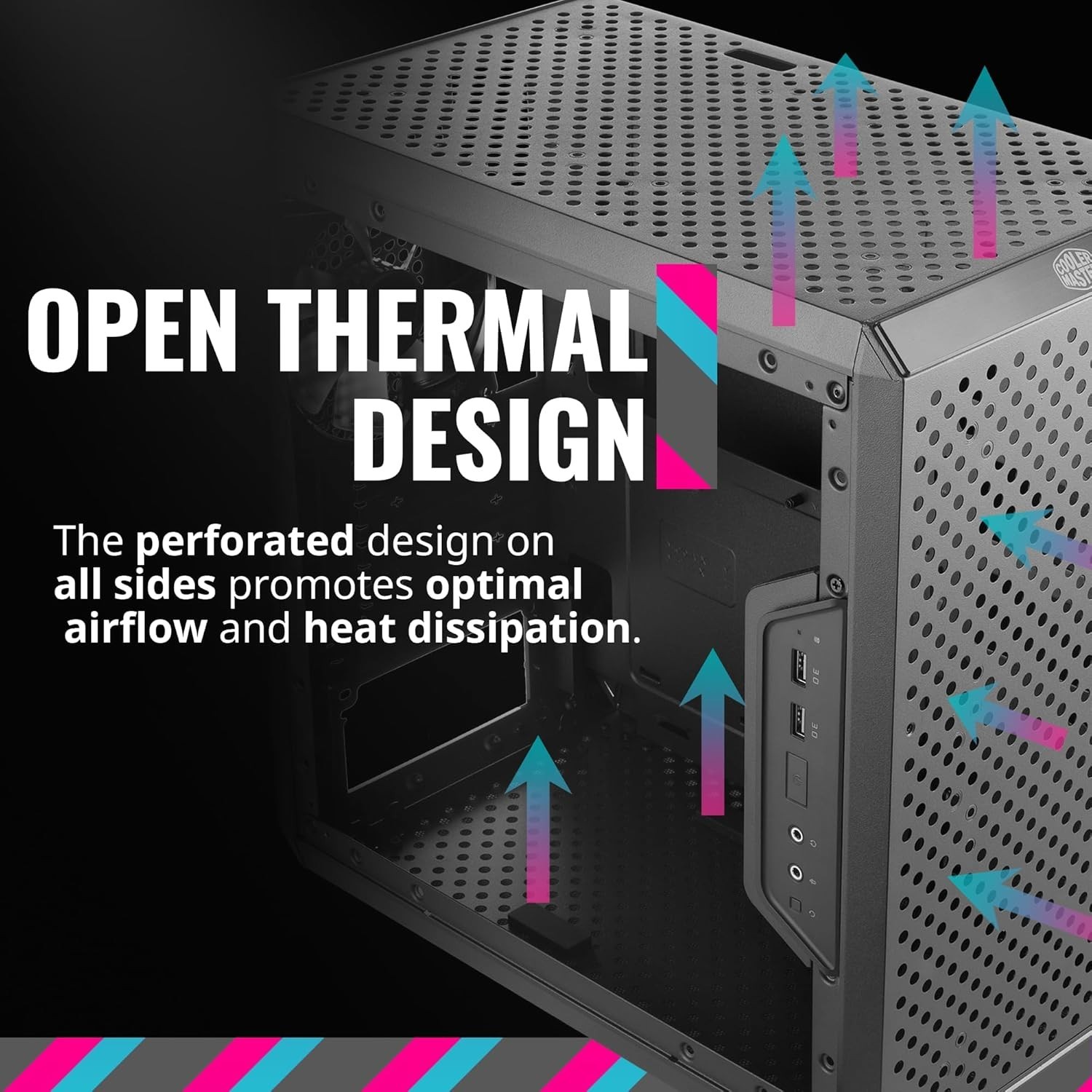Compact Black PC Case with Airflow Design-*