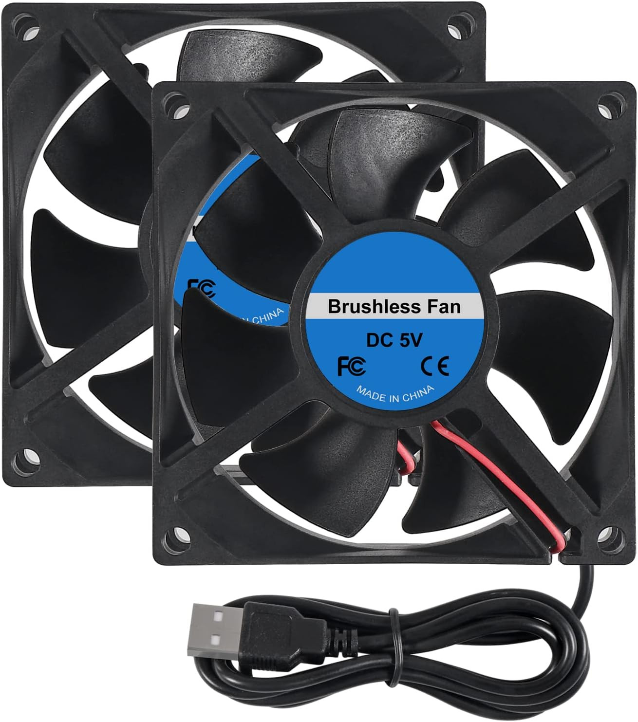 2PCS 8025 80X80X25Mm DC 5V 80Mm X 25Mm Brushless Cooling Fan, Replacement Ball