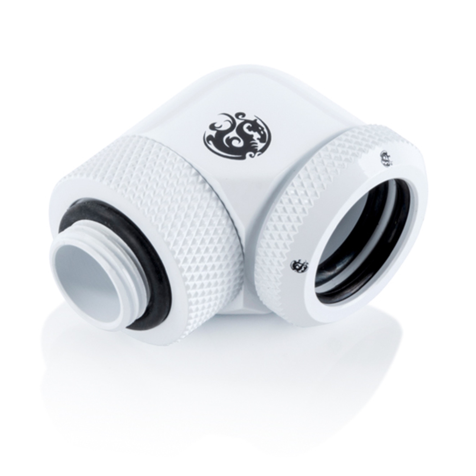 Bitspower G1/4″ Enh Multi-Link Fitting, 16mm OD, 90 Degree Rotary, White
