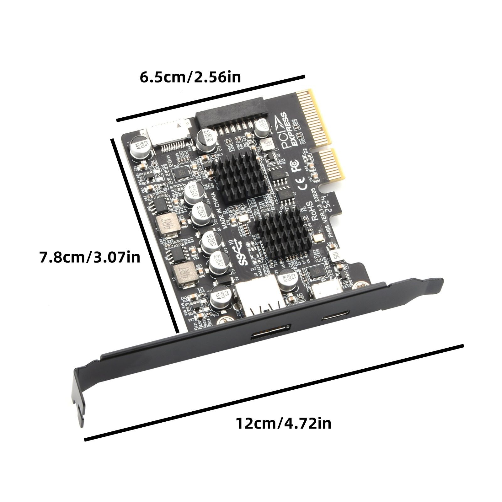 PCIe to USB 3.2 Gen2 Adapter 10 Gbps Expansion Card With Dual 2.2A Ports