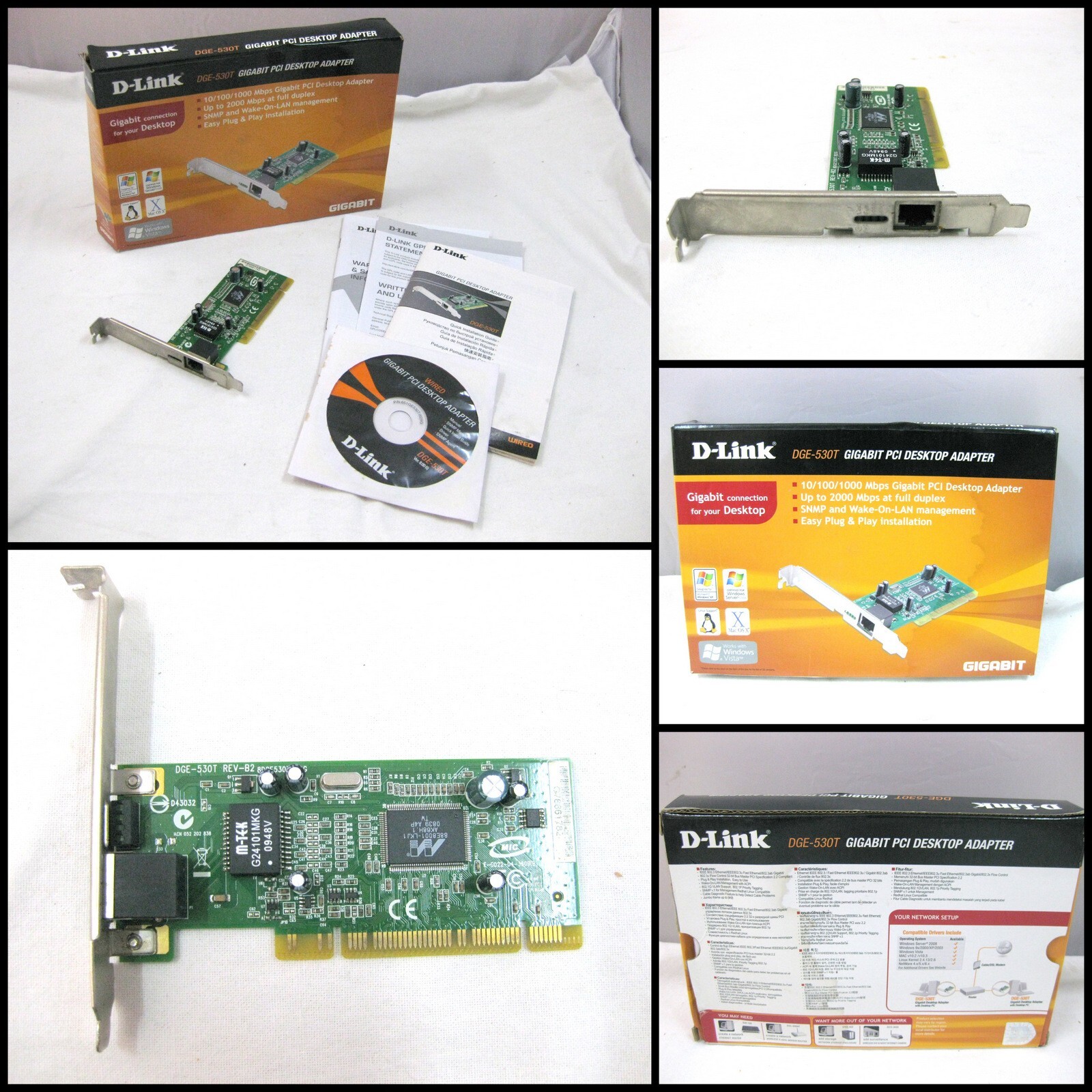 D-Link DGE-530T 10/100/1000 Mbps Gigabit PCI Desktop Adapter LAN Card