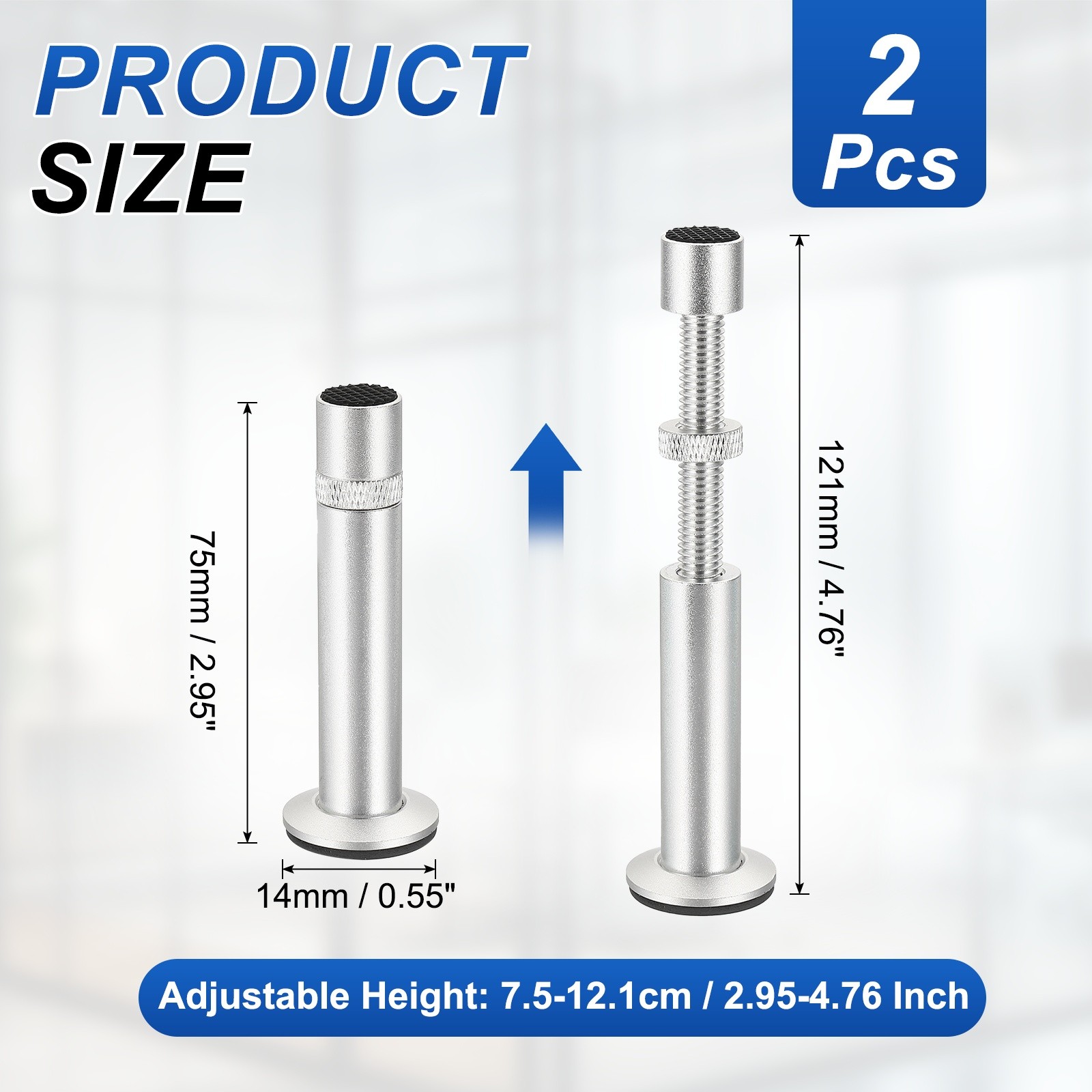 GPU Support Stand, 2Pcs Graphics Card Support 3-4.8 Inch Adjustable, Silver