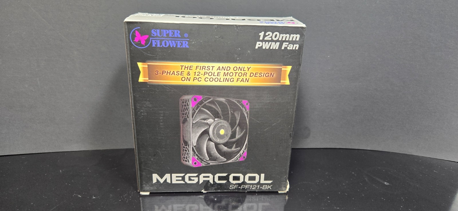 Super Flower Megacool 120mm Single Pack Fan 3300 RPM Black Dual Ball Bearing NEW