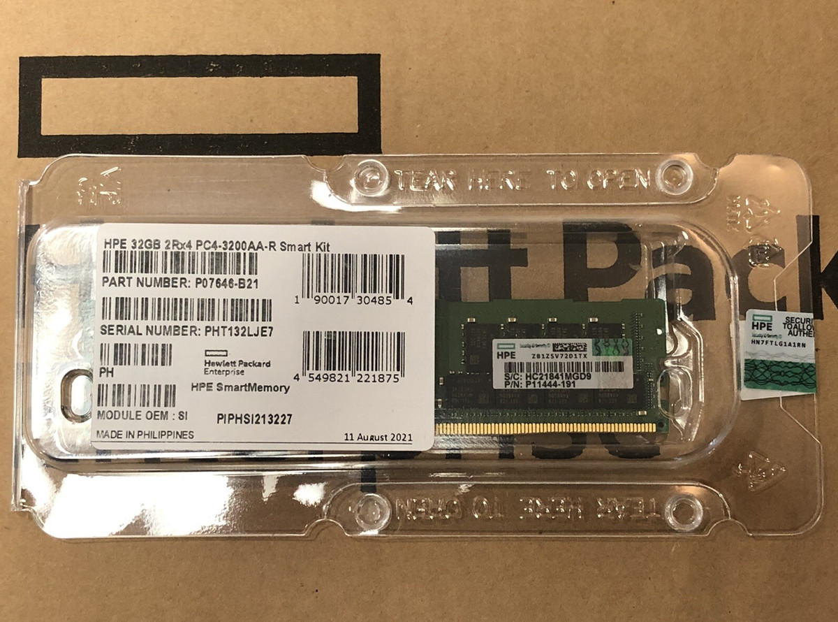 NEW HPE P07646-B21 P11444-191 32GB 2Rx4 DDR4 PC4-3200 RDIMM Server RAM Memory