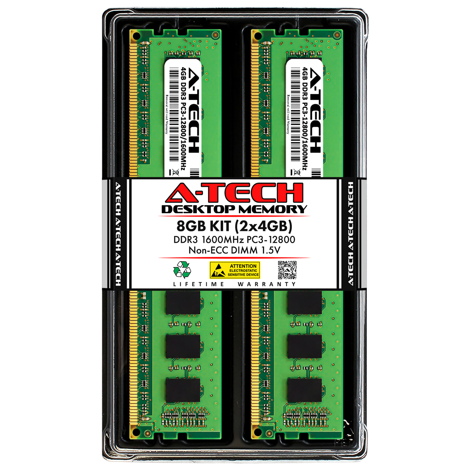 8GB Kit 2x 4GB DDR3-1600 DIMM Patriot PSD38G1600K Equivalent Desktop Memory RAM