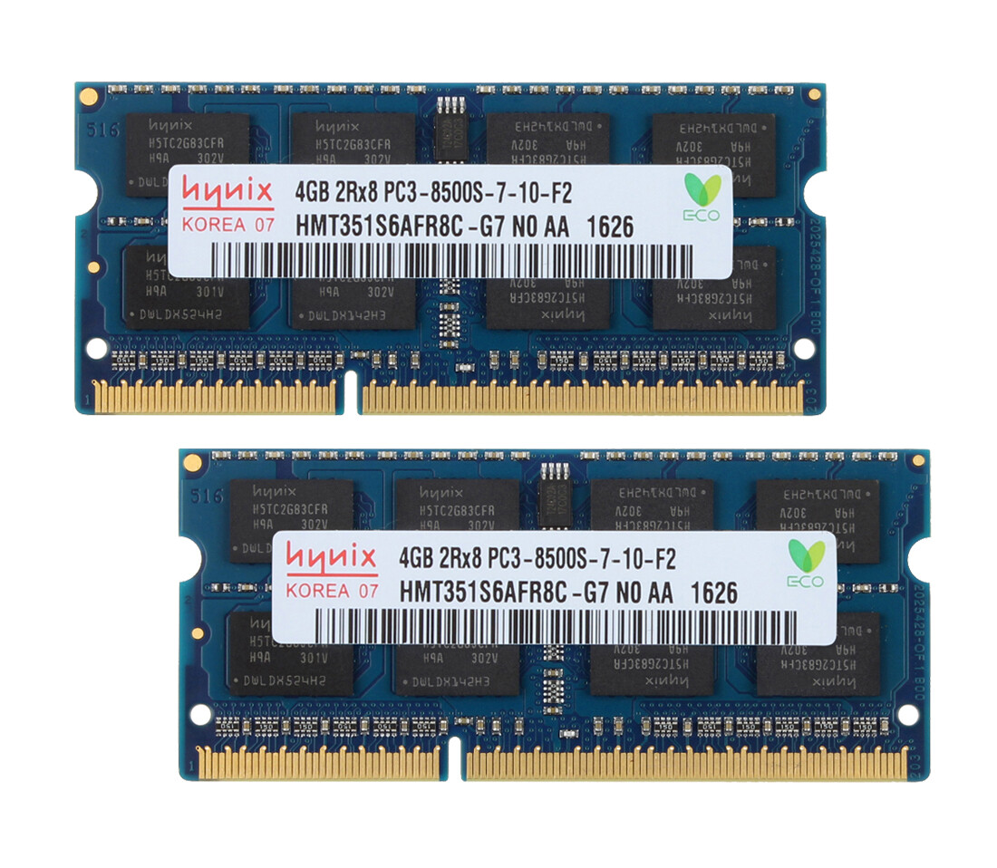8GB Hynix 2pcs 4GB 2RX8 DDR3 1066MHz PC3-8500S 1066 SO-DIMM Laptop Memory RAM #N
