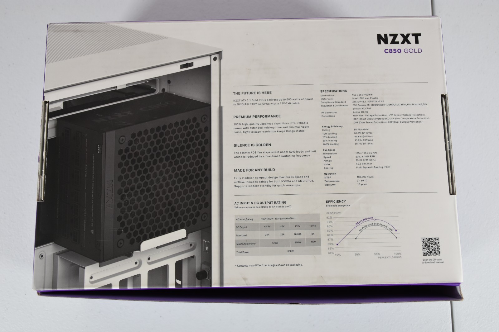 NZXT C850 Gold ATX 3.1 850W Fully Modular Power Supply 80+ Gold Open Box