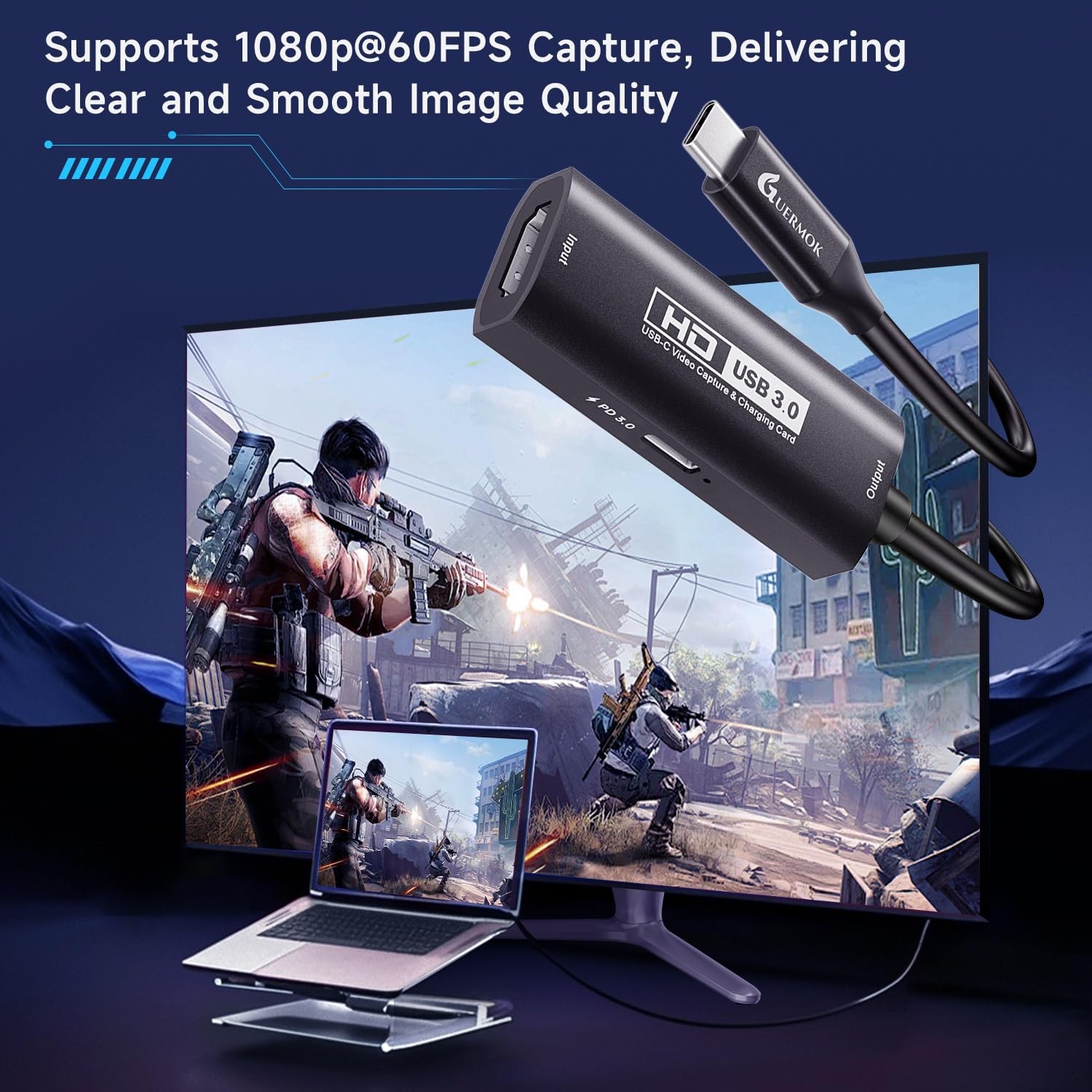 4K USB3.0 Video Capture Card with PD 100W, 2K@30FPS or 1080P@60FPS HDMI to US…