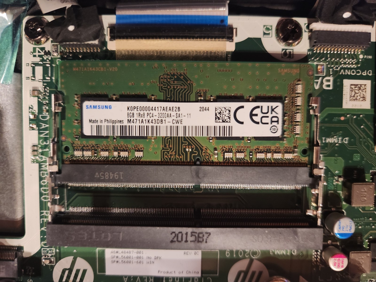 Samsung 8GB DDR4 SO-DIMM PC4-3200AA Non-ECC 260-Pin M471A1K43DB1-CWE
