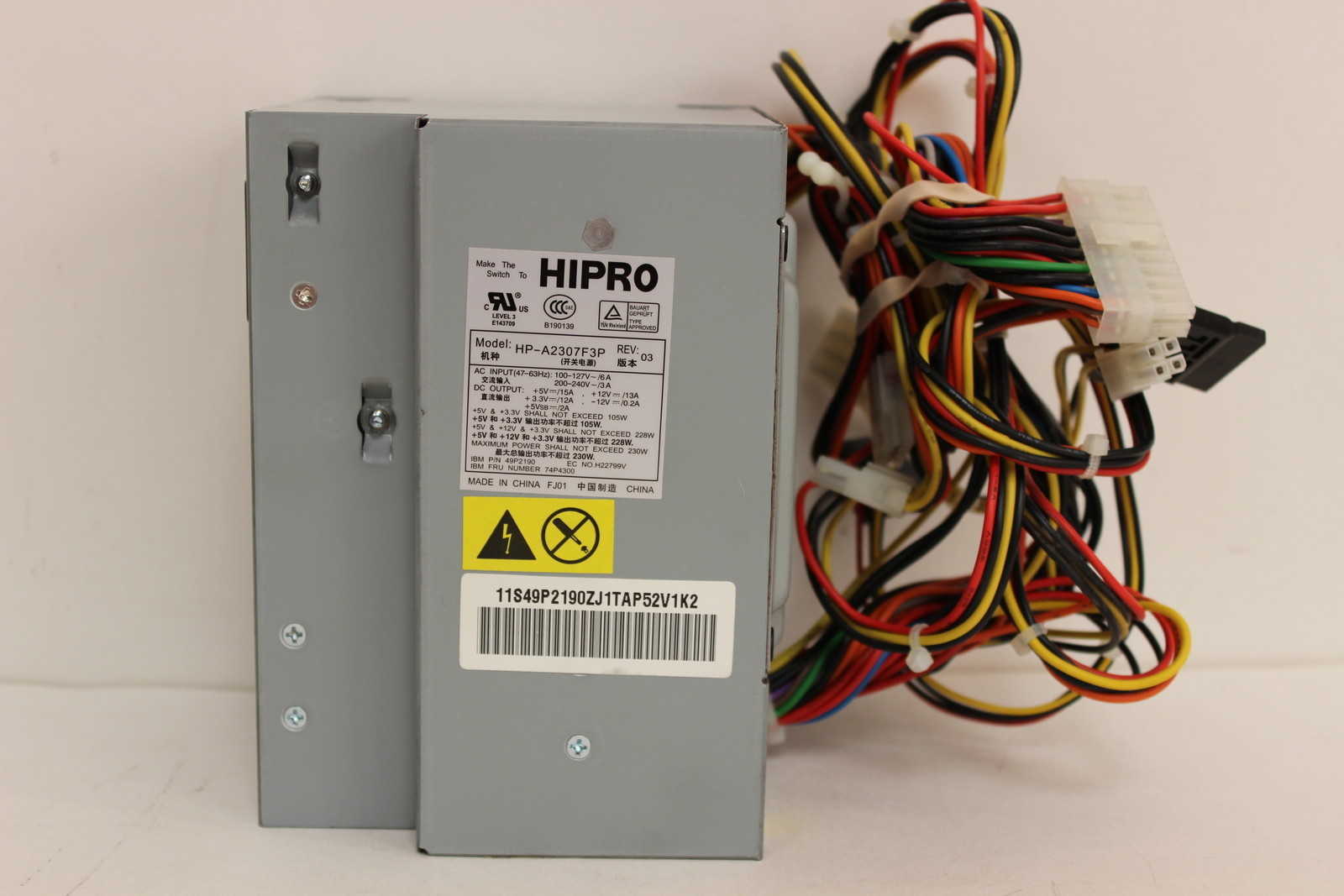 IBM 74P4300 230 WATT POWER SUPPLY 49P2190 8198 HP-A2307F3P WITH WARRANTY