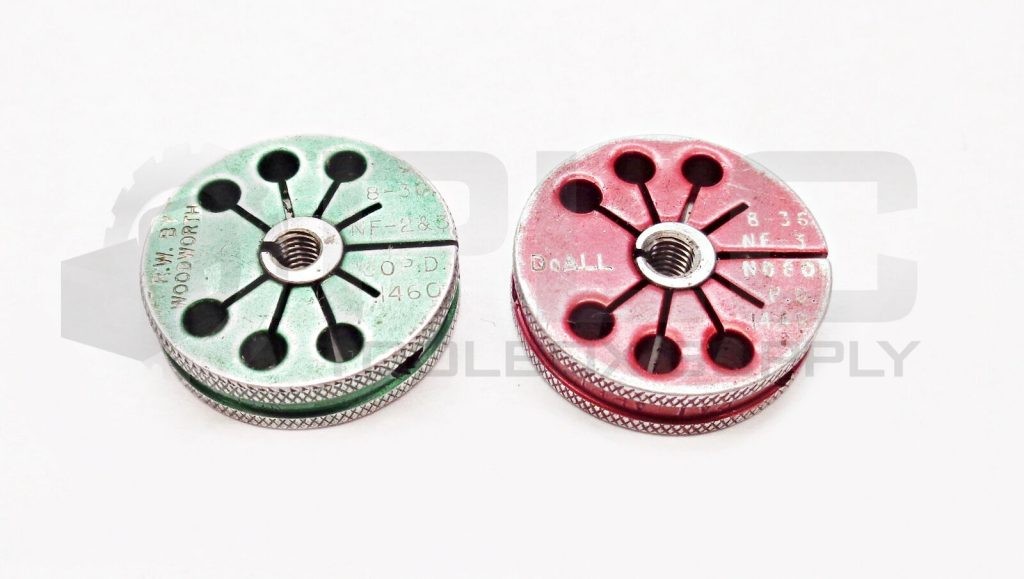 SET OF 2 WOODWORTH 8-36 NF-2&3 GO PD1460 & 8-36 NF-3 NOGO PD1442 THRD RING GAGES