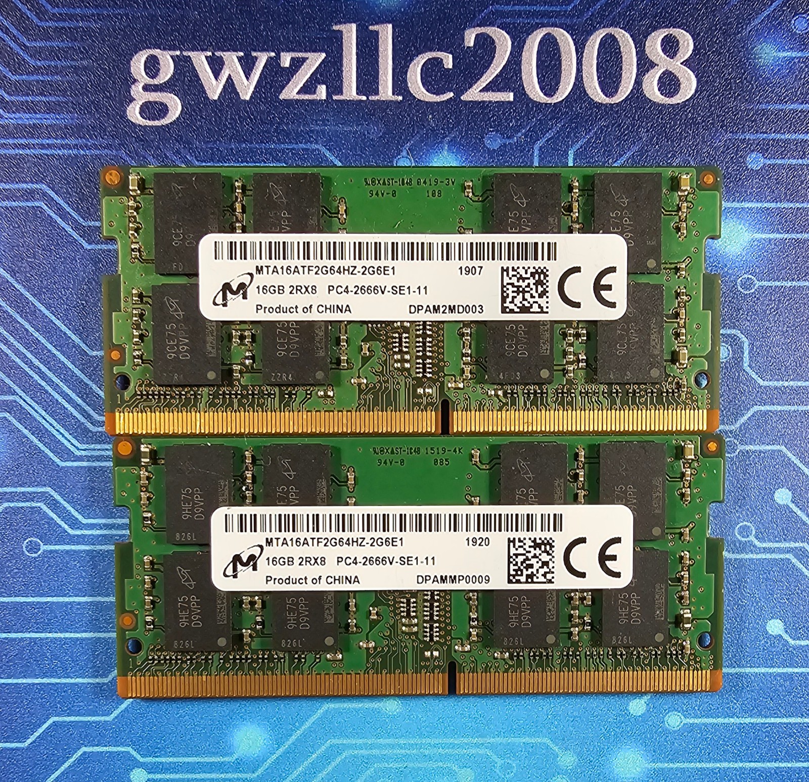 32GB (2x16GB) PC4-21300 DDR4-2666MHz 2Rx8 Non-ECC Micron MTA16ATF2G64HZ-2G6E1