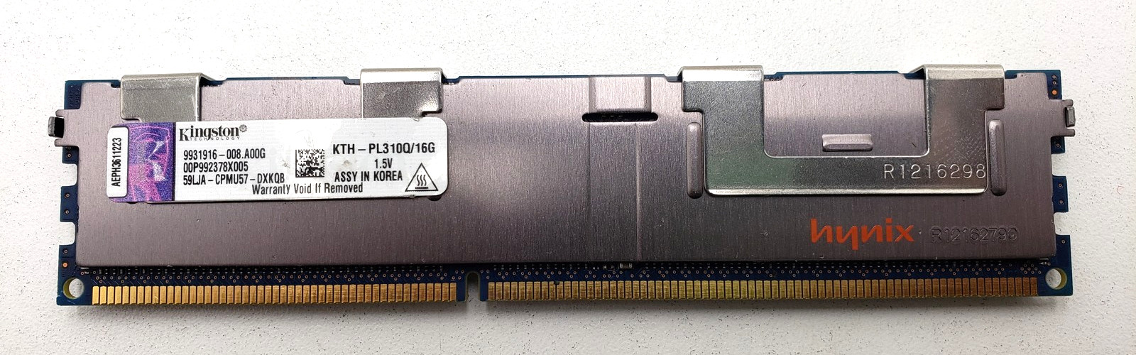 Kingston DDR3 ECC RAM 16GB PC3-12800 P/N: KTH-PL310Q/16G Tested