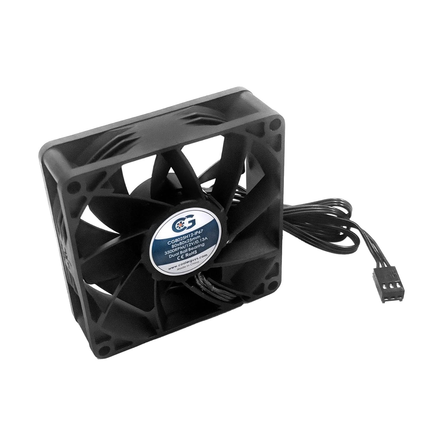 12vDC Waterproof IP67 Fan (High Speed 80x25mm)