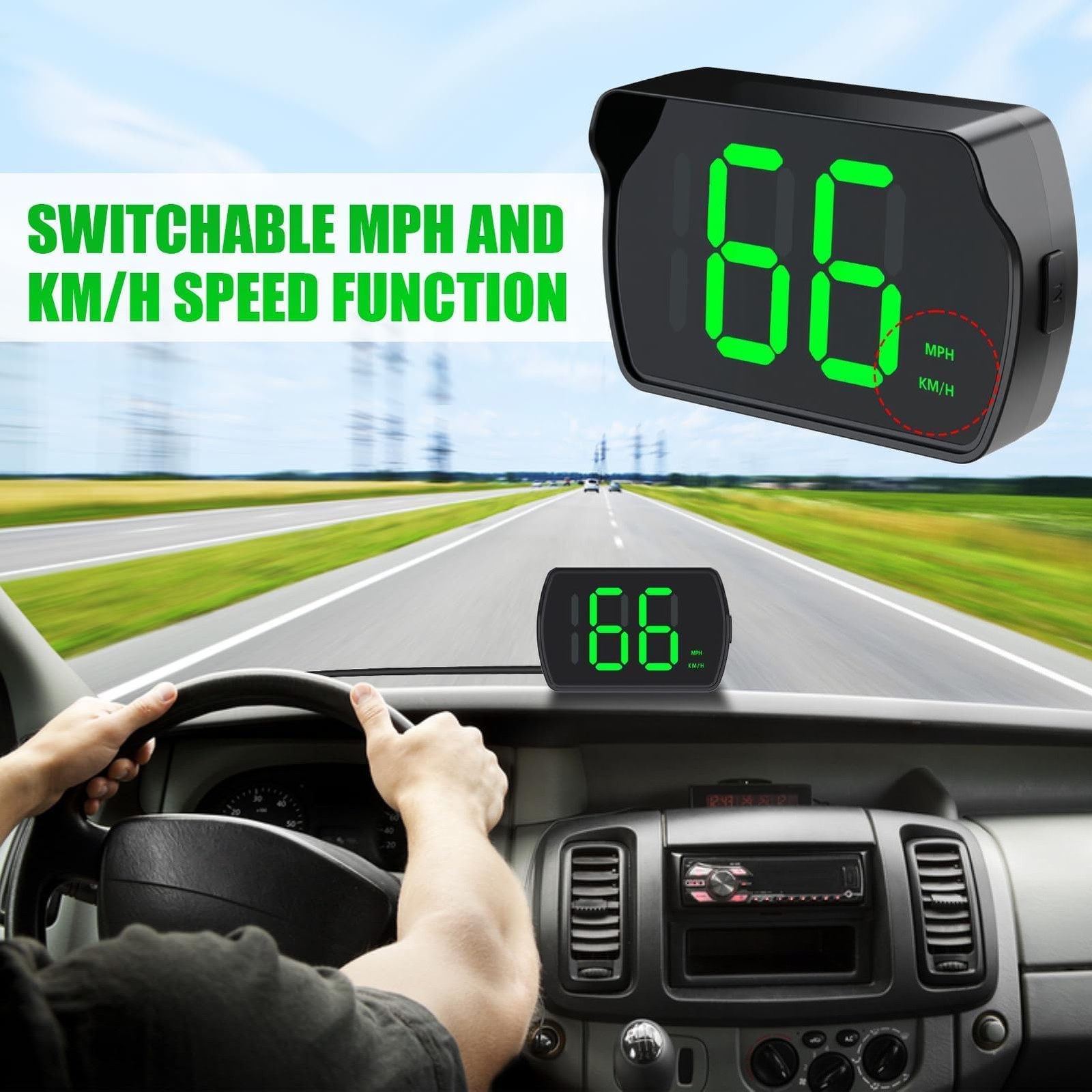 GPS Digital Speedometer for Car, Universal HUD Speed Meter with Large LED Dis…