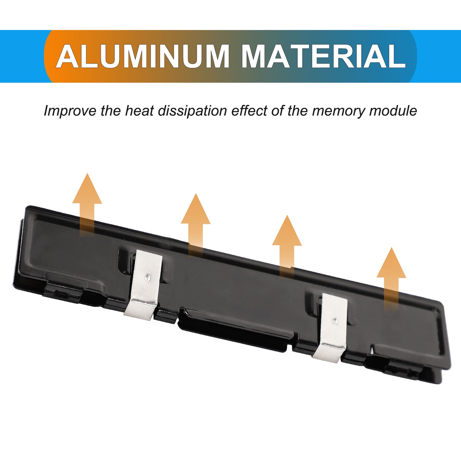 2Pcs Black Aluminum Memory Heatsink Shim Spreader Cooler Cooling for DDR RAM