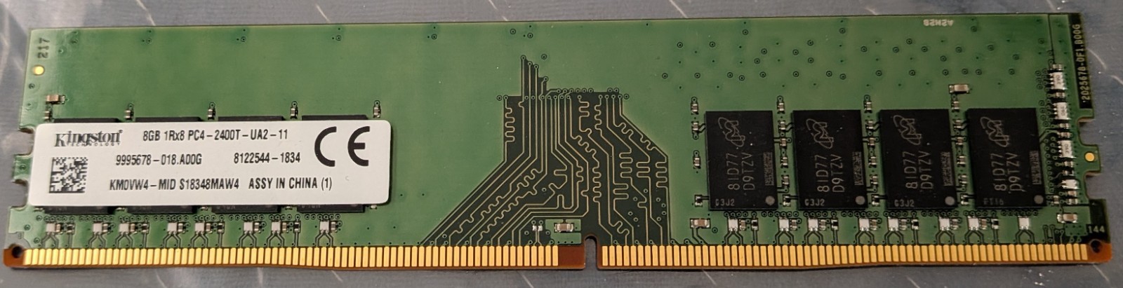Kingston 8GB DDR4-PC4-19200 (DDR4-2400) UDIMM RAM KM0VW4-MID