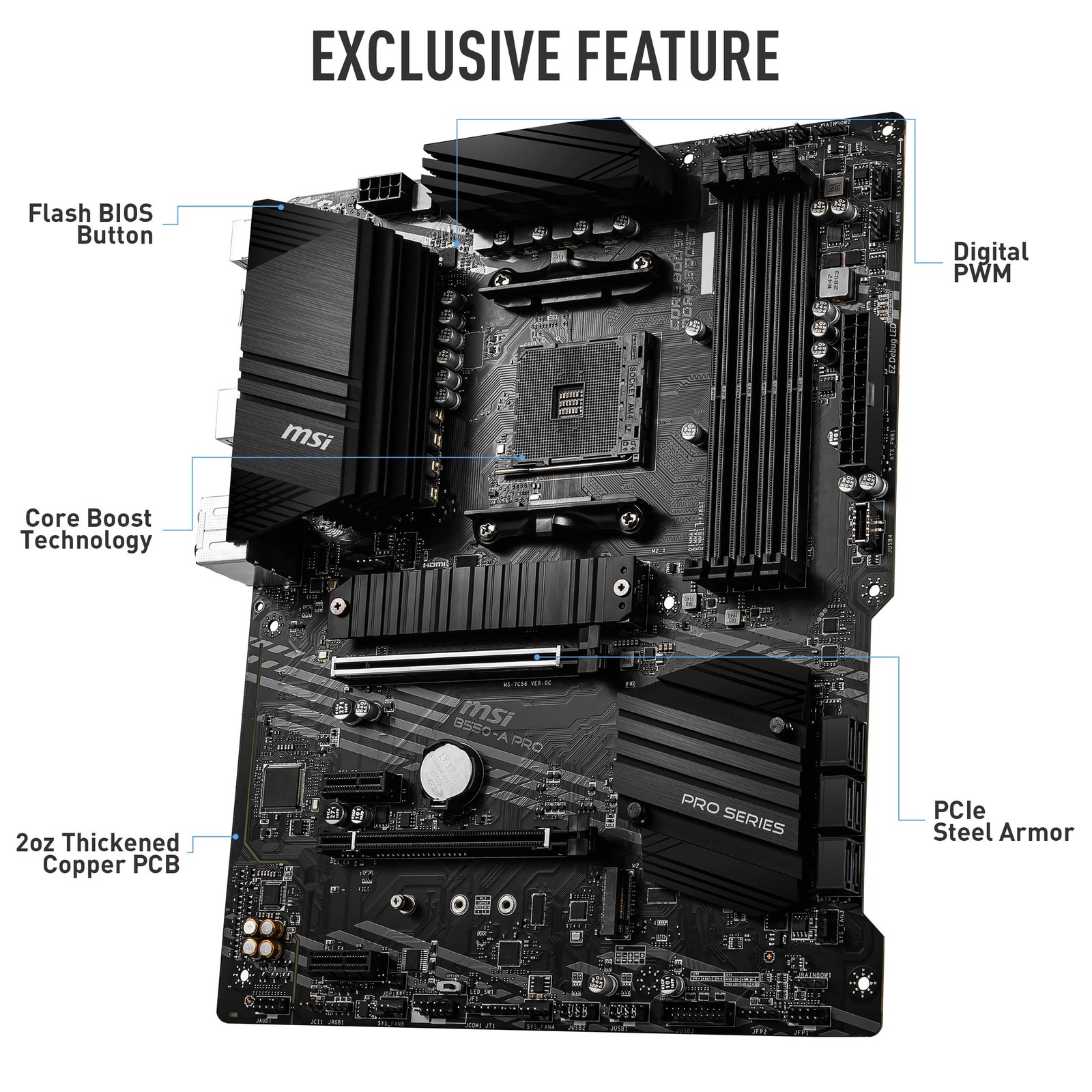 MSI B550-A PRO ProSeries ATX Motherboard AMD Ryzen 5000 4000 3000 DDR4 New