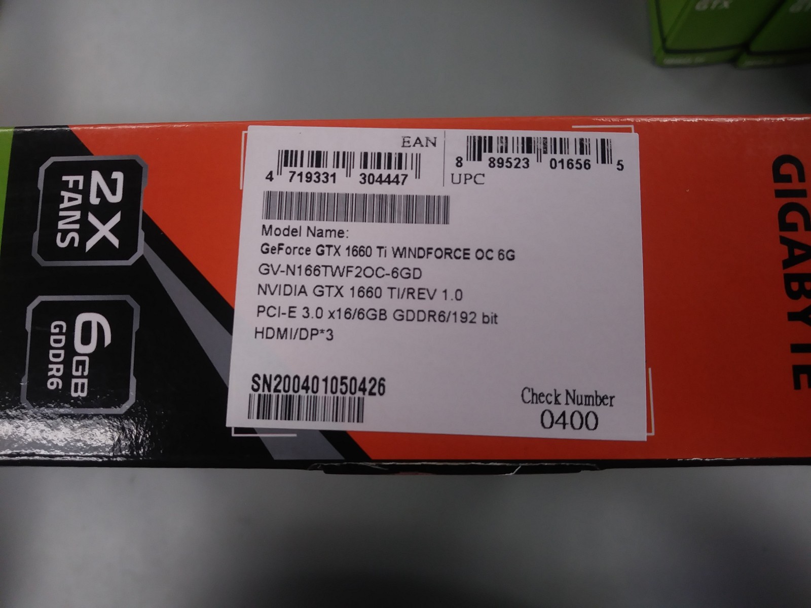 Gigabyte GeForce GTX 1660 TI OC 6G GDDR6 Video Card (GV-N166TWF2OC-6GD)