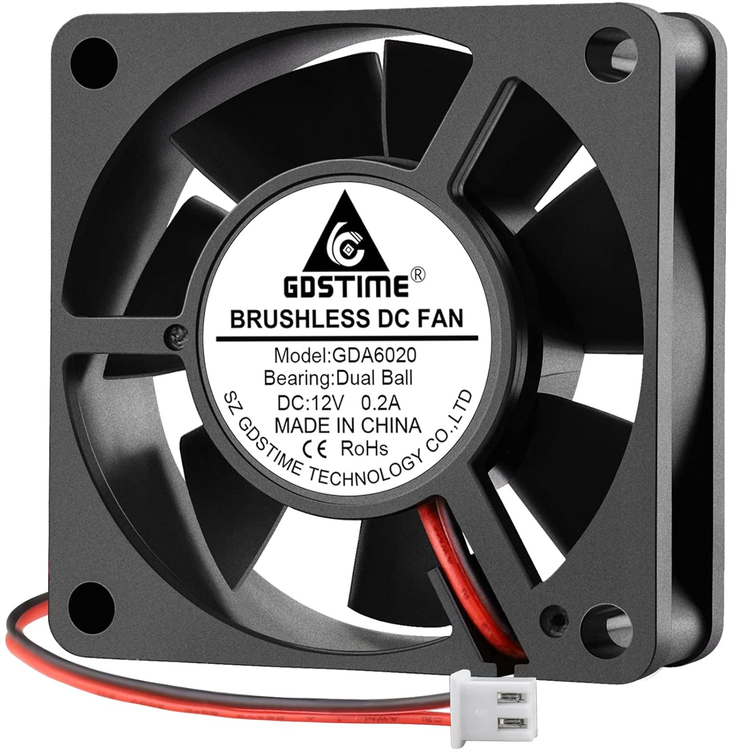 Dual Ball Bearing 60Mm X 60Mm X 20Mm 12V Brushless DC Cooling Fan 2Pin