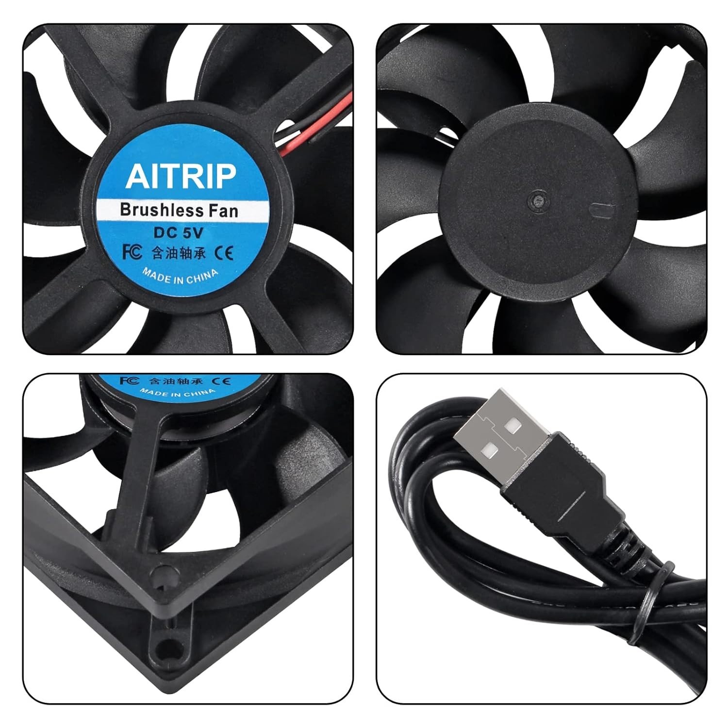 2PCS 80mm USB Fan 5V Brushless 8025 80x25mm for Cooling DIY PC Computer Case …