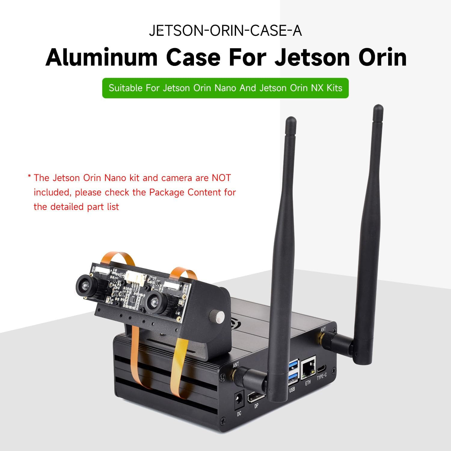 Waveshare Aluminum Alloy Case for Jetson Orin, with Camera Holder, Mini-Computer