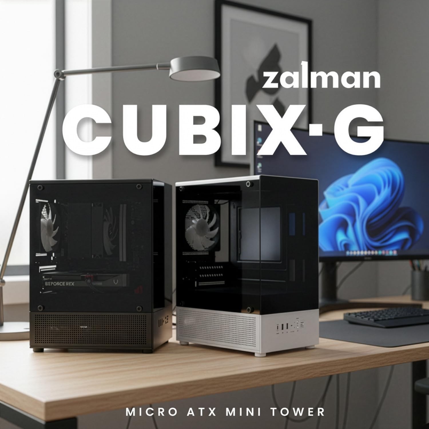 CUBIXG MicroATX MATX Compact Mini Tower Gaming PC Case, Black