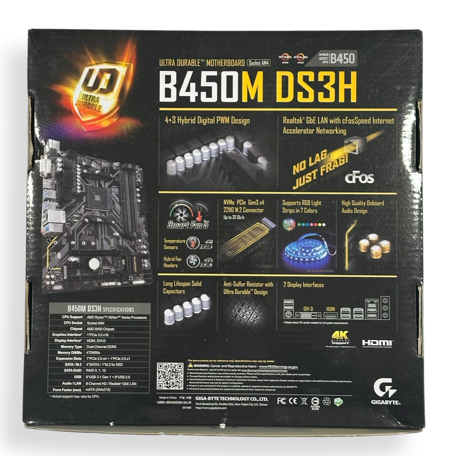 GIGABYTE B450M DS3H Motherboard AMD Micro ATX AM4 Ryzen PCI3 3.0 M.2 HDMI DDR4