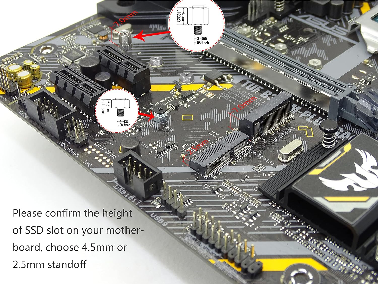 M.2 SSD Mounting Kit 7PCS Nvme Screws Standoffs for Asus/Asrock | Carbon Steel,