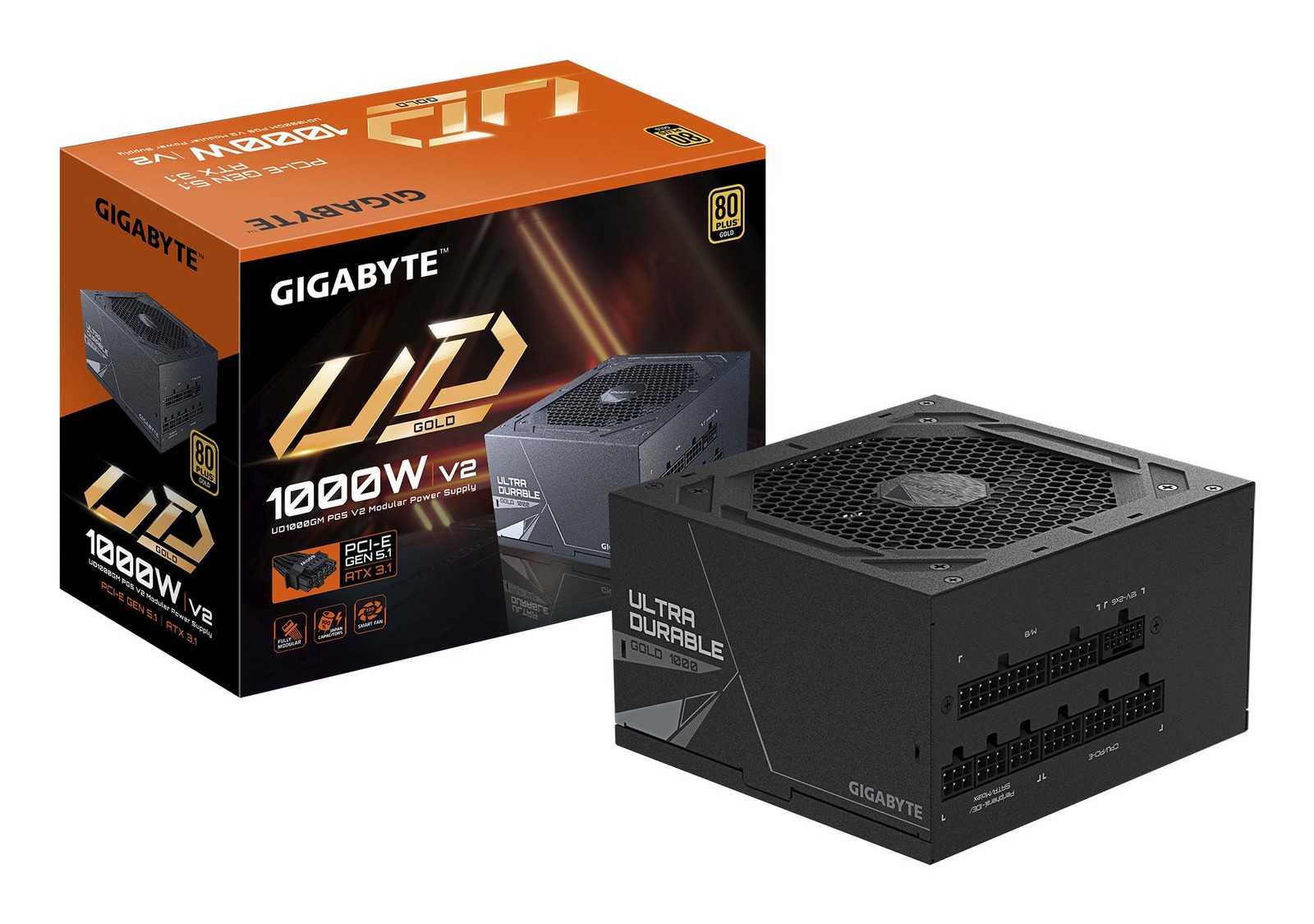 GIGABYTE UD1000GM PG5 V2 Power Supply Unit- PCIe Gen 5.1, 80 PLUS Gold, Fully