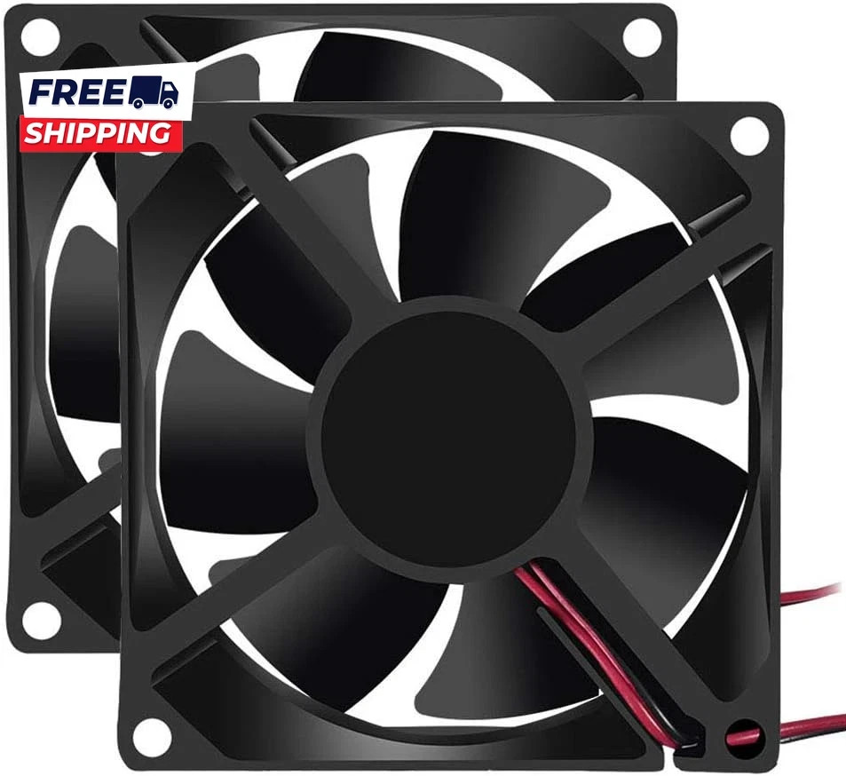 2Pcs 12V 3.14In 0.98In 80Mm X 80Mm X 25Mm DC Fan 8025 Brushless Cooling for PC C