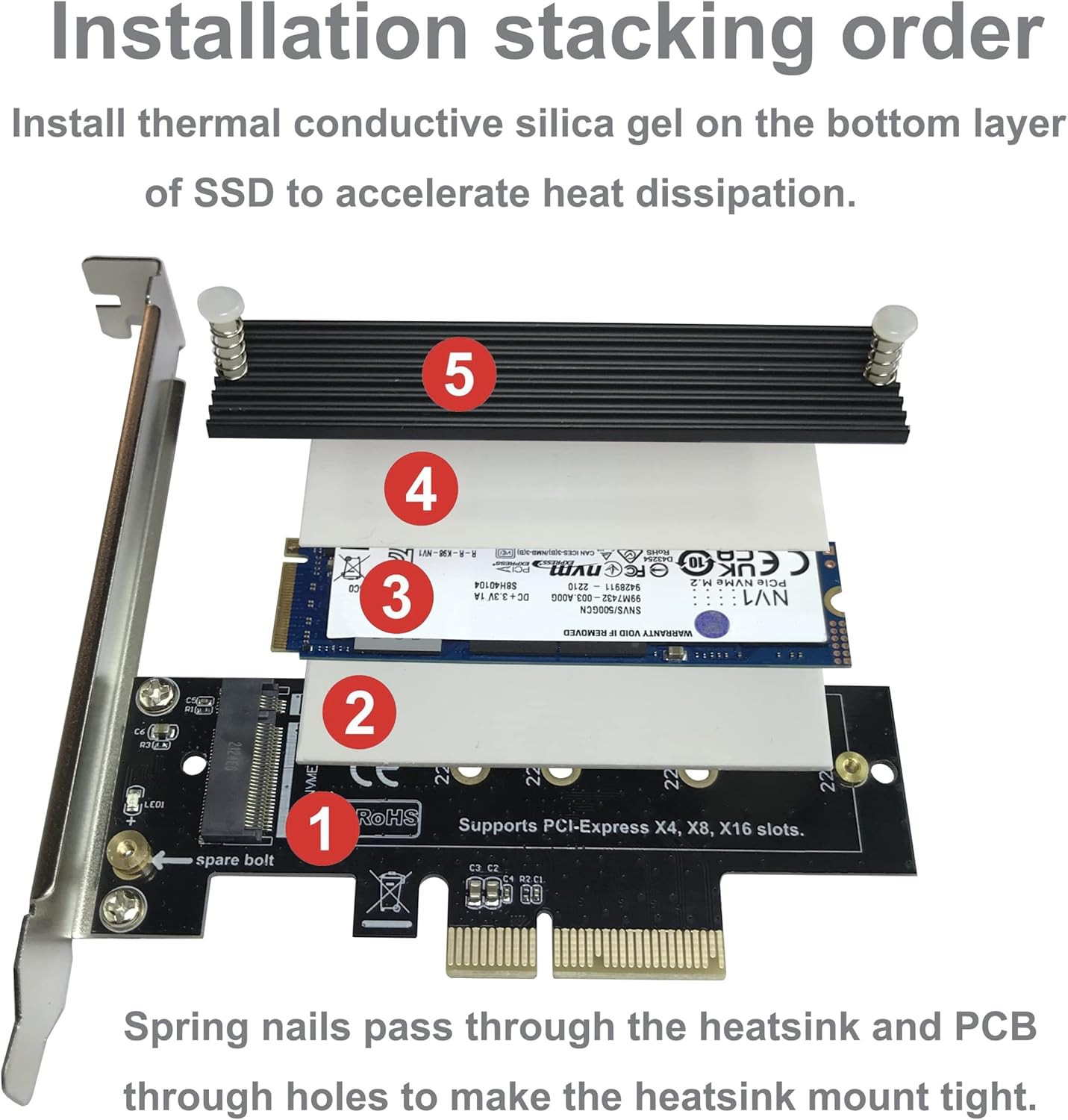 M.2 NVME to Pcie 3.0/4.0 X4 Adapter, NVME/AHCI SSD to Pcie Expansion Card with A