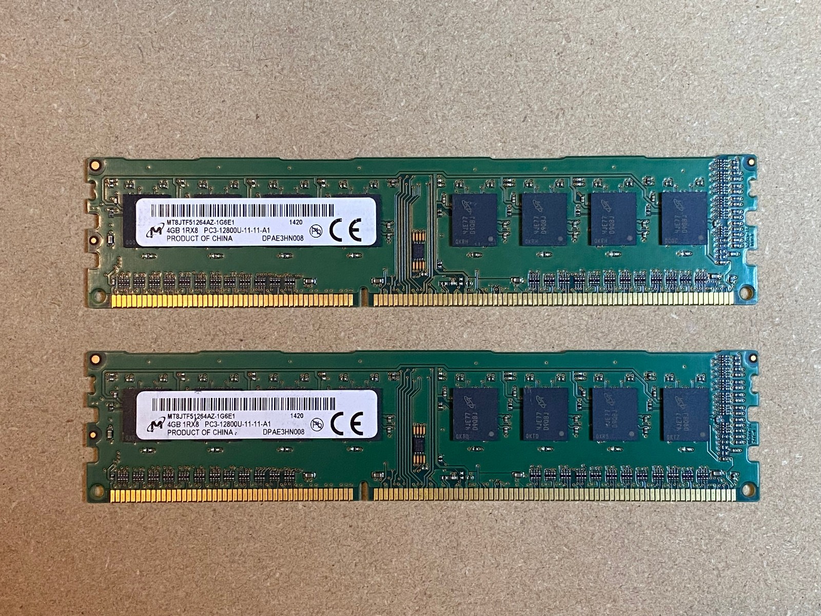 8GB (2x4GB) Micron MT8JTF51264AZ-1G6E1 PC3-12800U DDR3-1600MHz non-ECC UDIMM